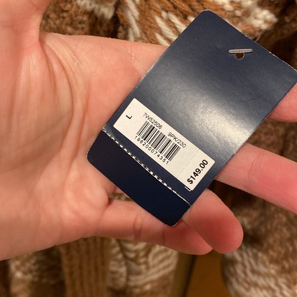 NWT Lucky Brand Fairisle Caramel Cafe Coatigan,Wool Blend,Boho,Oversized,Size L - Picture 4 of 6